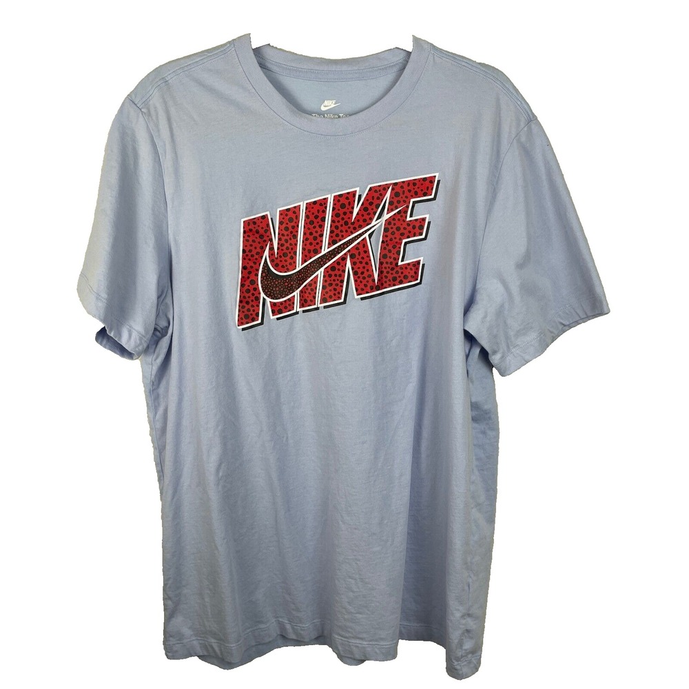 Nike‎ Swoosh T Shirt Mens Large Blue  Short Sleeve Tee Animal Print Activewear
